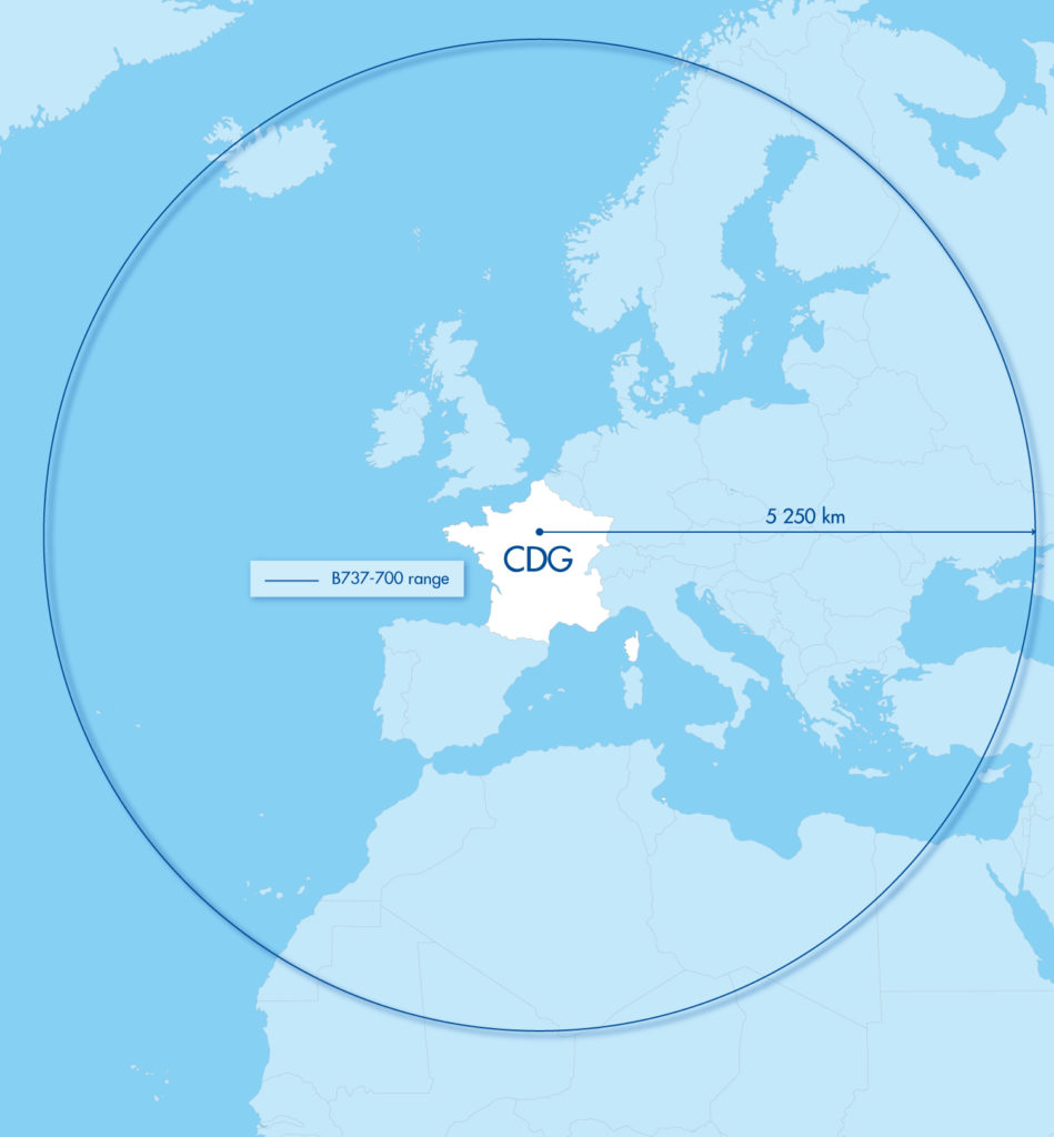 Rayon d’action du B737-700 ASL Airlines